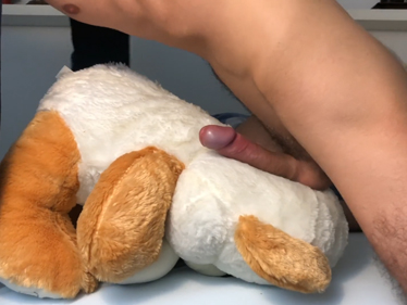 Chlapec si tře velkého čuráka o plyšového medvídka